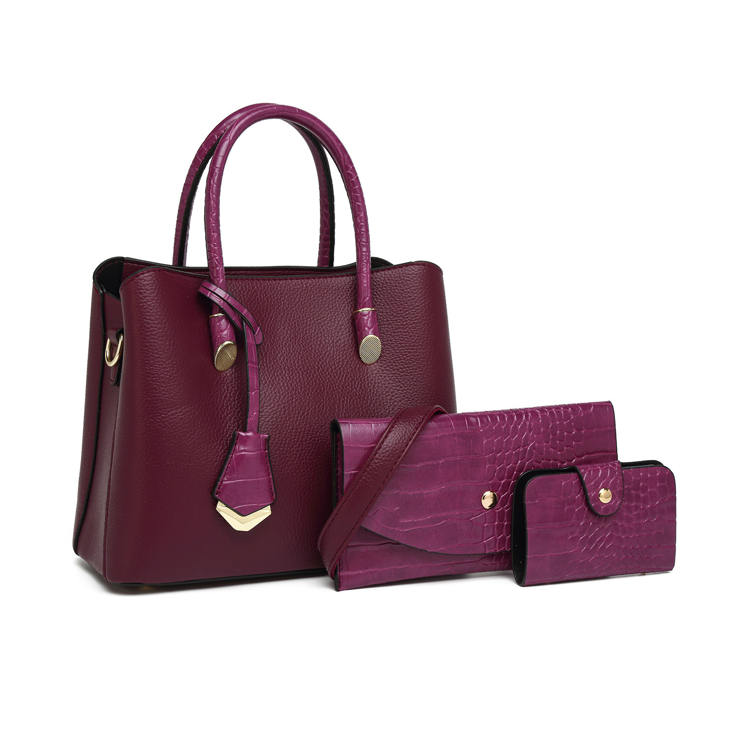 Fashion crocodile pattern luxury handbag designer bag three piece set large capacity women's bag autumn and winter new women's shoulder bag