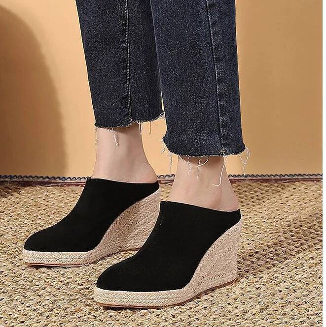 Wedges les Women high heel slipper sandals platform casual outdoor comfortable pumps pointed toe shoes ddmythur