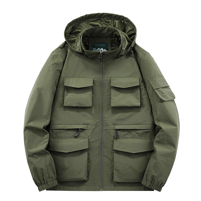 Men's Multi-pocket Jacket With Hood, Designer Hoodie Jacket Tracksuit Men Polo Veste Coat Casual Windproof And Waterproof Outdoor Jacket