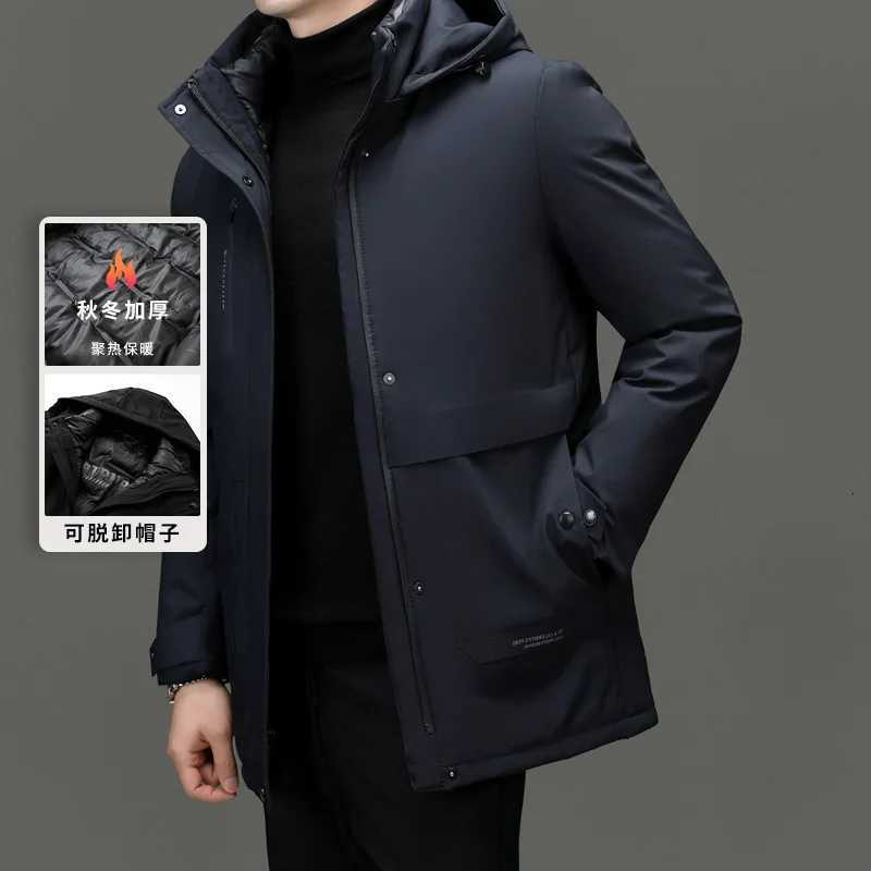 New Parka Coat Detachable Down Liner Luxury Business Men Thick Fleece Jacket Autumn Winter Warm Down Jacket Hooded for Men Z251024