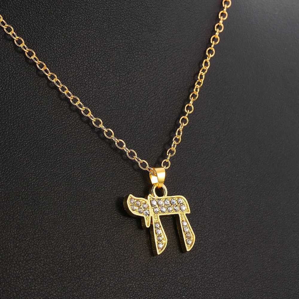 YILUOCD Chai Je Pendent Necklace for Women Zirconia Hebrew Letter Hai Pendent Religious Supernatural Talisman Amulet JewelryXJ251024
