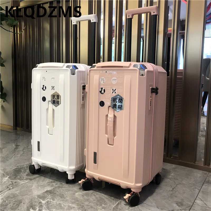KLQDZMS Womens Suitcase Highquality Largecapacity Trolley Case ABS PC Family Travel Essentials Mens with Wheels LuggageW251024