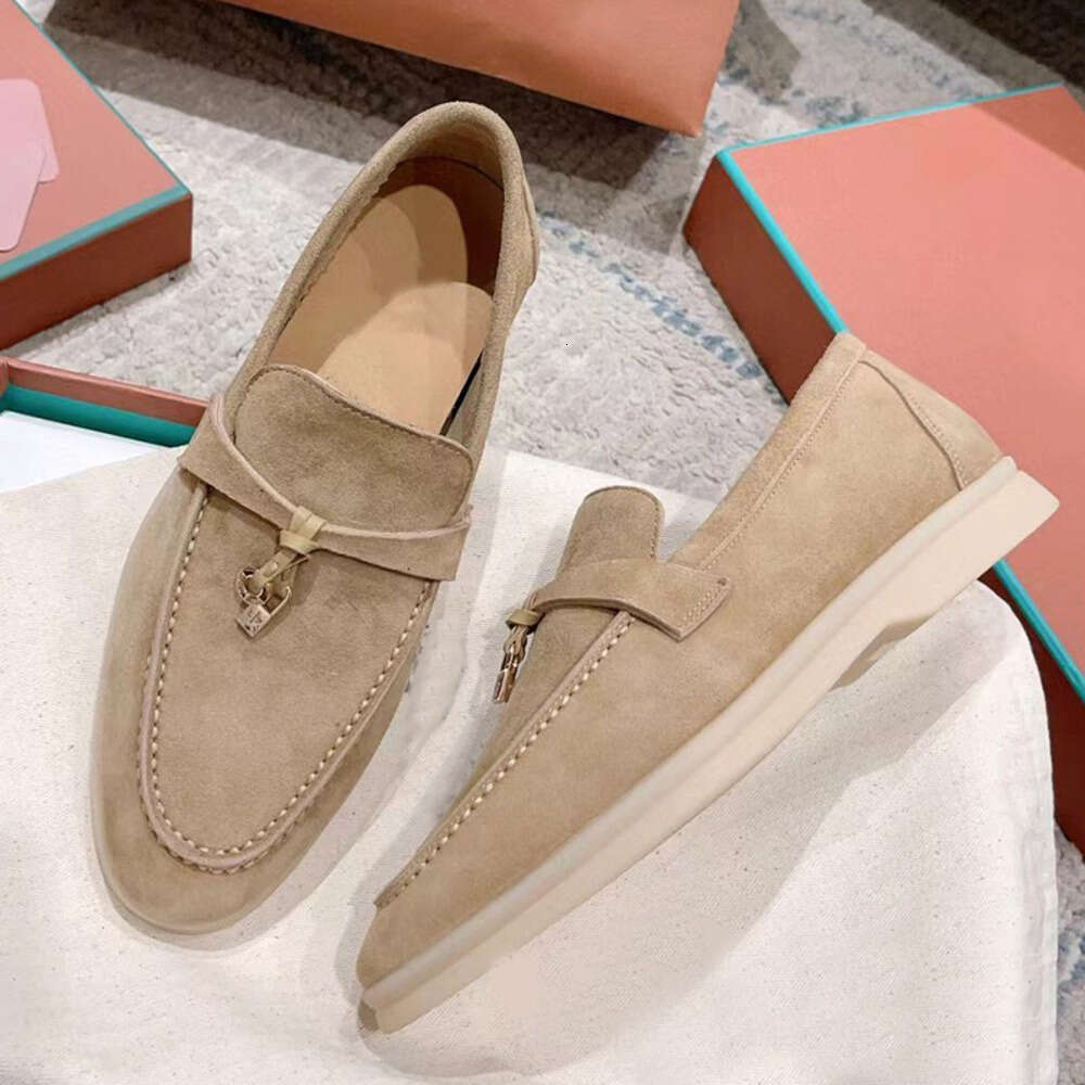 Lora Pianno Shoes Designer Casual Loafers Micro Suede Soft And Comfortable Dress Daily Business Flat Leather Suede Formal Quality Classic Cashmere Flat Heel C80