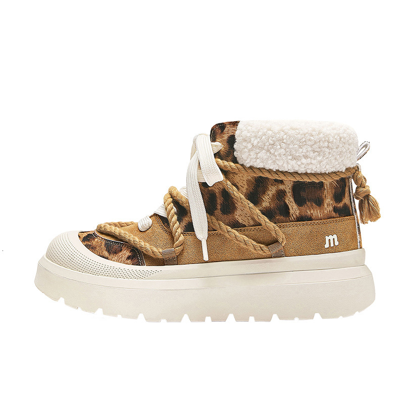 Designer boots thickened autumn and winter new luxury boots warm cotton shoes short snow boots neutral leopard print snow boots