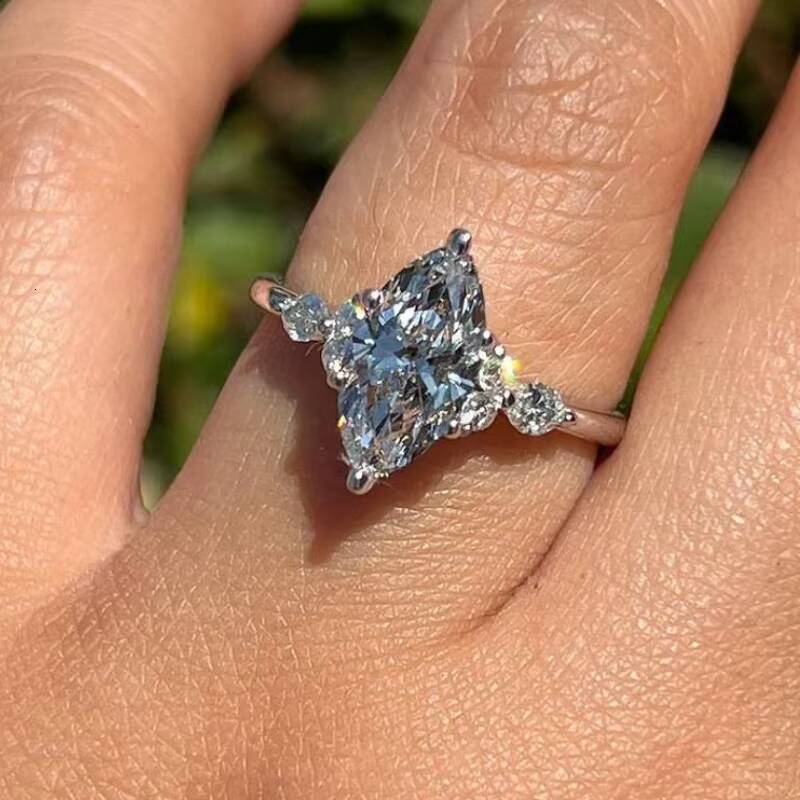 Classic Custom Lab Diamond Engagement Ring 14K Solid Gold Anniversary VVS DEF Marquise Cut Moissanite Ring