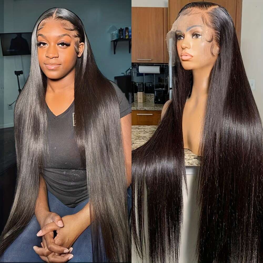 20nch-38inch Bone Straight HD 13x6 Glueless Wigs Human Hair Frontal PrePlucked for Women 200%Density, Lace Front Ready to Wear Hiensity Wig, Handtied 