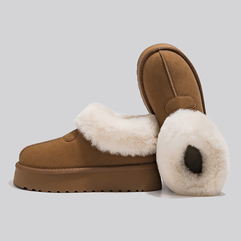 Free Shipping 2025 Designer Low-Top Snow Boots Women Thick-Sole Fleece-Lined Thickened Slip-On Winter Fuzzy Cotton Boots Warm Snow Shoes
