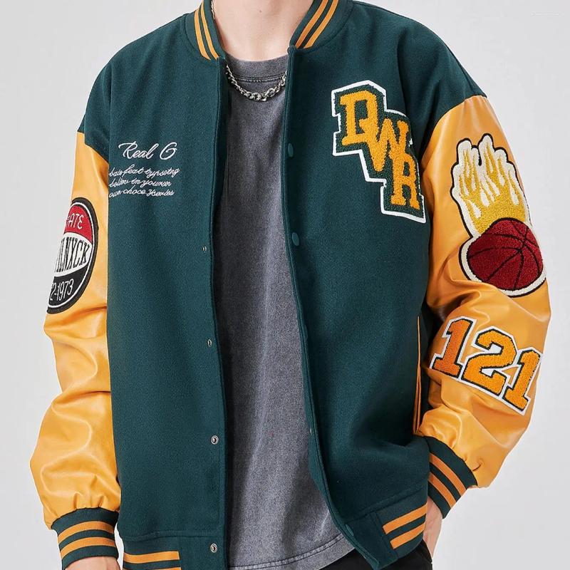 Men's Jackets Mens Casual Jacket Bomber Embroidered Varsity Windbreaker BomberStyle Flaming Basketball Color Block Outwear