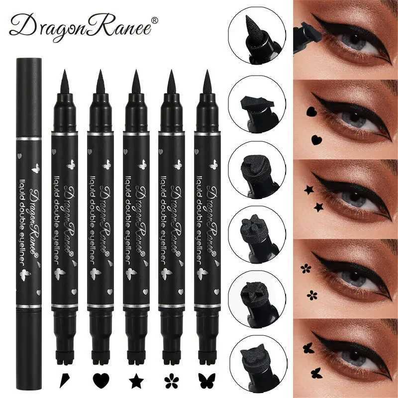 2In1 Liquid Stamp Eyeliner Pen Doubleended Lazy Eye Liner Pencil Star Heart Stamped Black Eyes Corner Makeup Seal Pen for WomenL251024