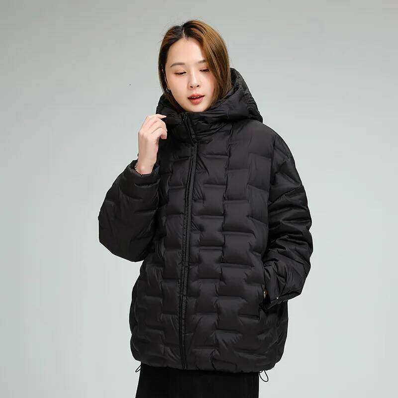 Schinteon Women Light 90% White Duck Down Jacket Casual Loose Over Size Autumn Winter Outwear With Hood Top Quality Coat 2025 Womens Coat