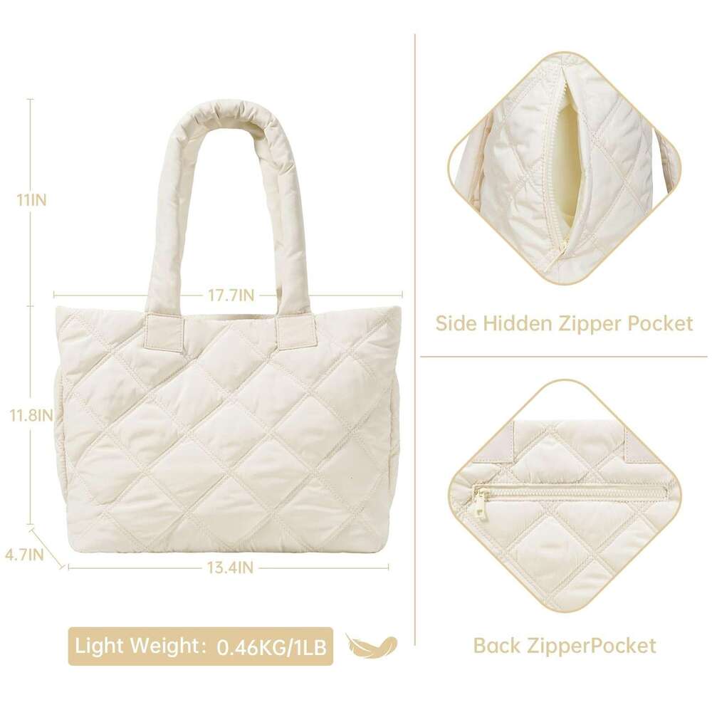 New Quilted Women's Zipper Handbag Down Work Shoulder Bag