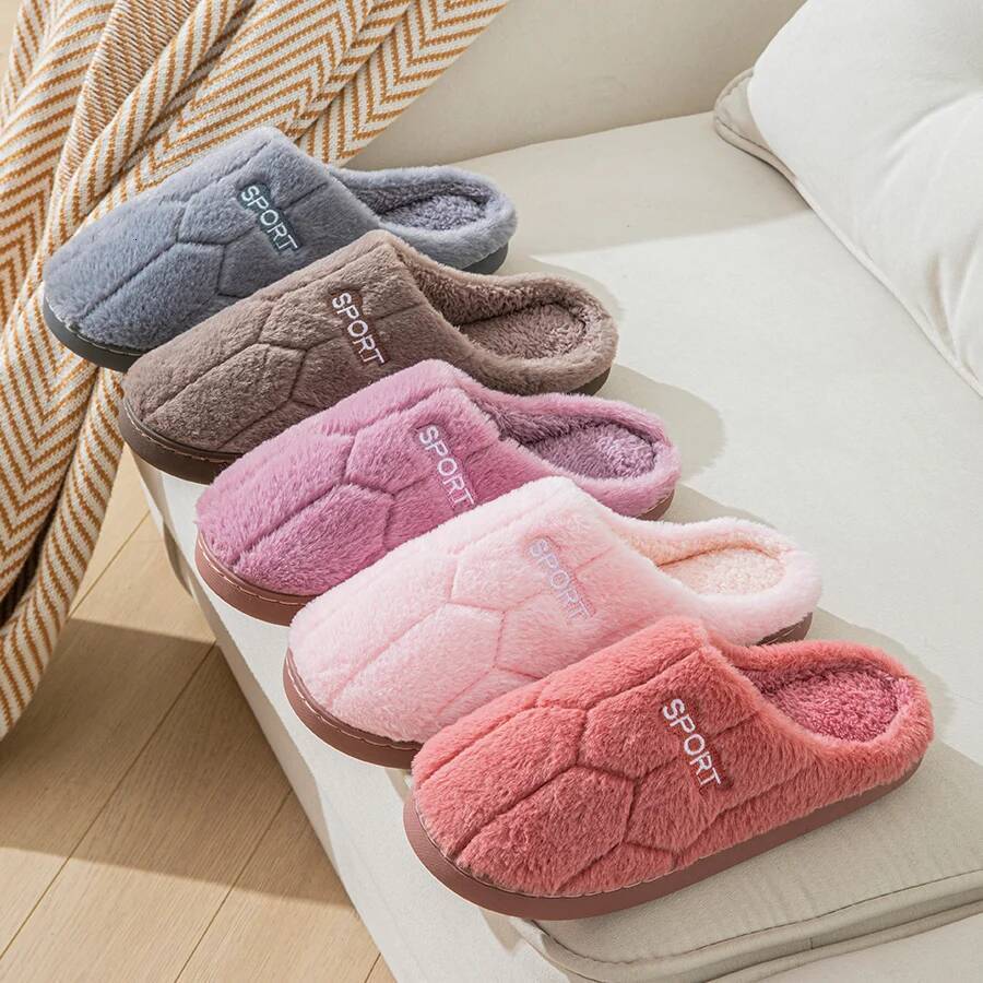 Women Autumn and Winter, Indoor Thick-Soled Warm Non-Slip Home Couples, Cute Plush Cotton Slippers for Men in Winter ddmythur