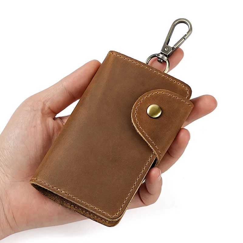 Men Genuine Leather Key Wallet Portable Car Key Pouch Bag Vintage Card Holder Case Household Keys Storage Bag Unisex Keys Case Z251023
