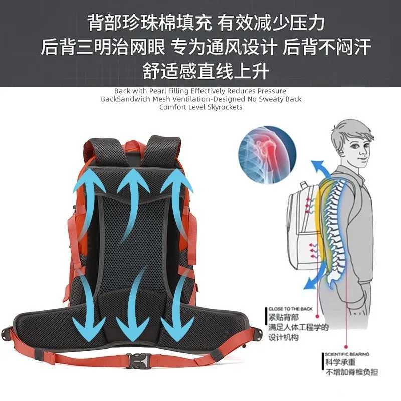 Outdoor mountaineering hiking backpack breathable and waterproof travel bag large capacity portable sports bag J251024