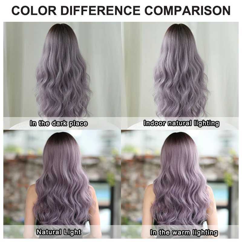 NAMM Long Wavy With Bangs Part Ash Ombre Wig for Women Daily Party High Density Layered Body Wavy Hair Wigs W251023