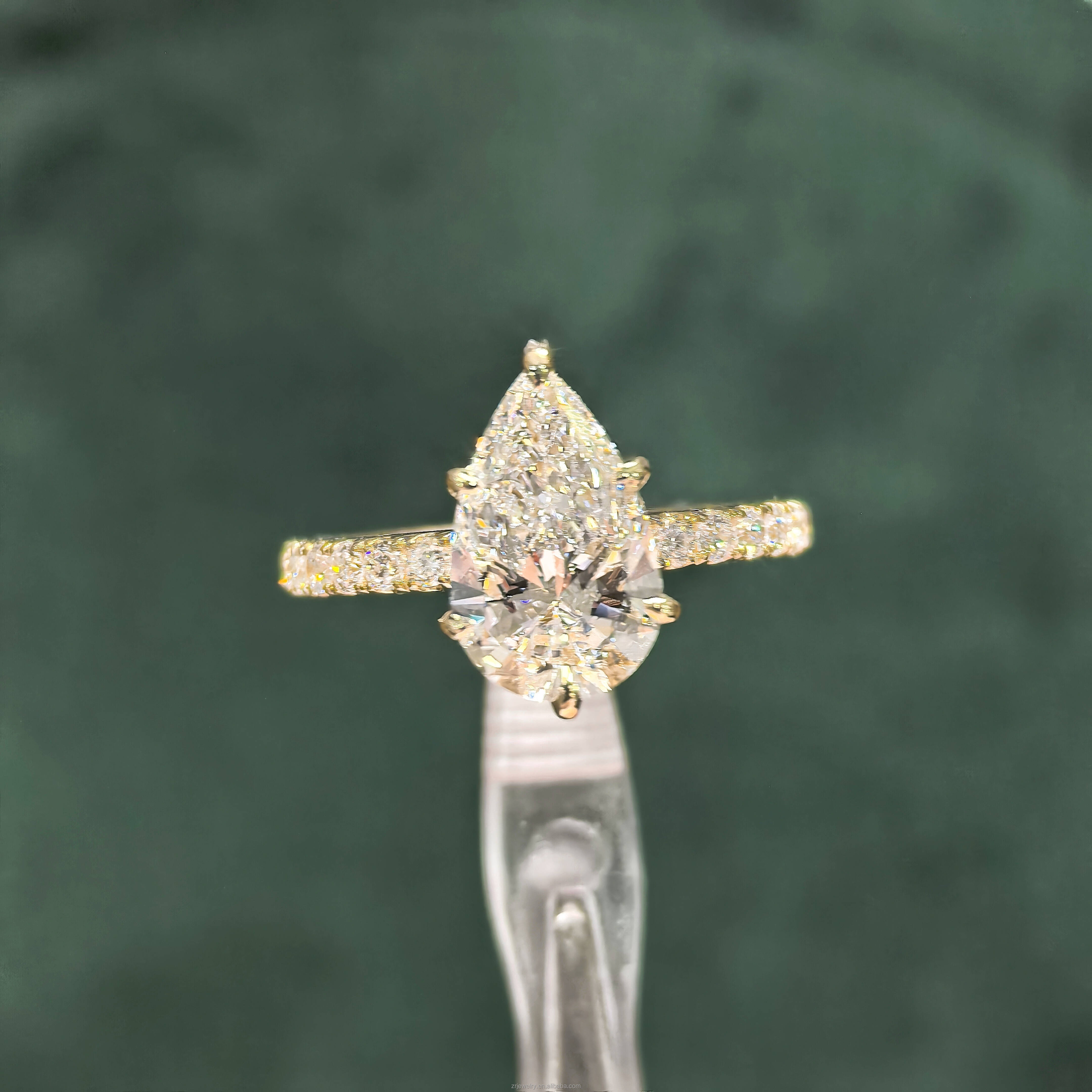 2ct Pear Wedding Rings Moissanite 14k Real Gold Jewelry Gra Certified Real Gold Engagement Moissanite Ring