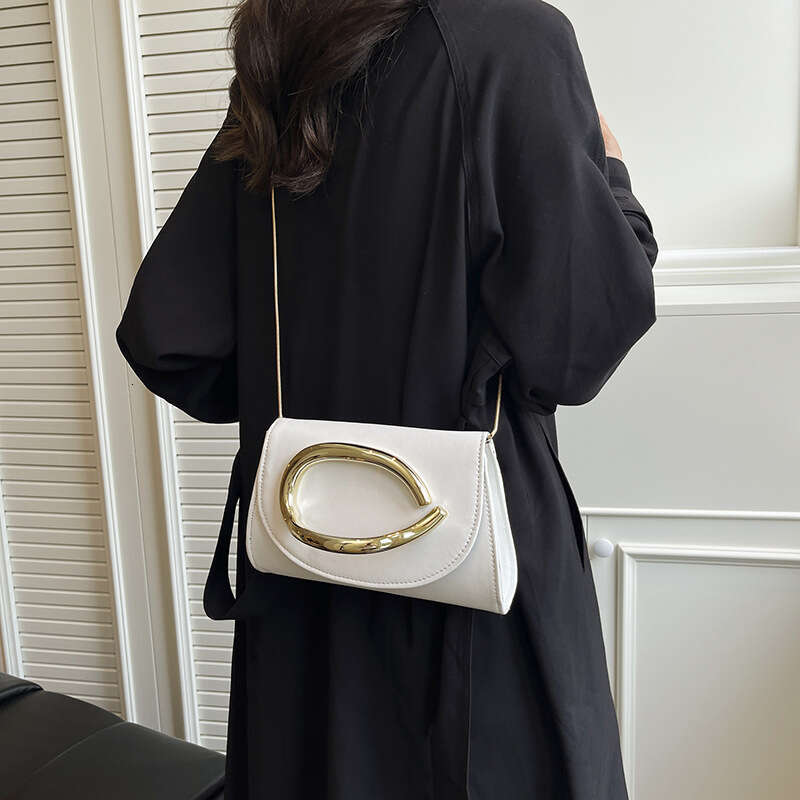 Trendy 2025 Classic Square Box Clutch Evening for Women with Metal Handle Chain Shoulder Crossbody Bag