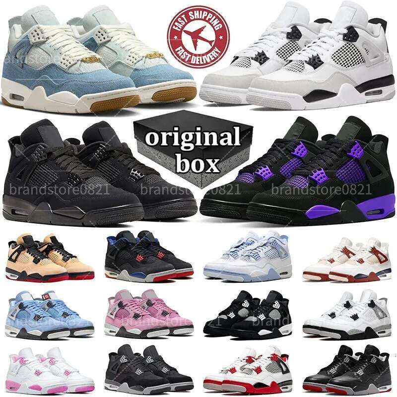 Oiginal Box Designe 4 Basketball shoes Men Women 4s Sneakes Won Blue Panda Militay Black Cat 2025 Puple Thunde Cool Gey Bed Spots Mens Taines