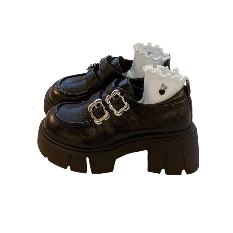 2025 Spring New British Style Loafers with Chunky Heels and Thick Soles, Fashionable Mary Jane Shoes for Petite Women ddmythur