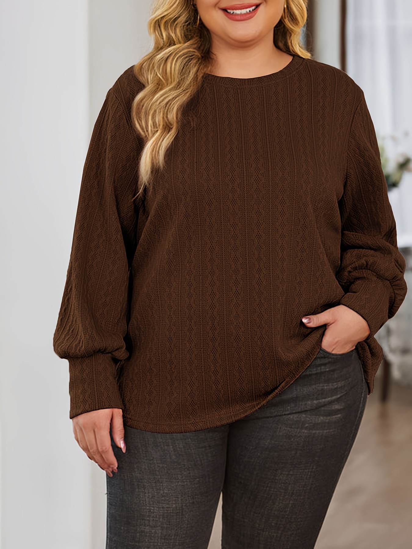 2025 Autumn and Winter Long Sleeve Round Neck Fashion Casual Solid Color Knitted Sweater Hoodie