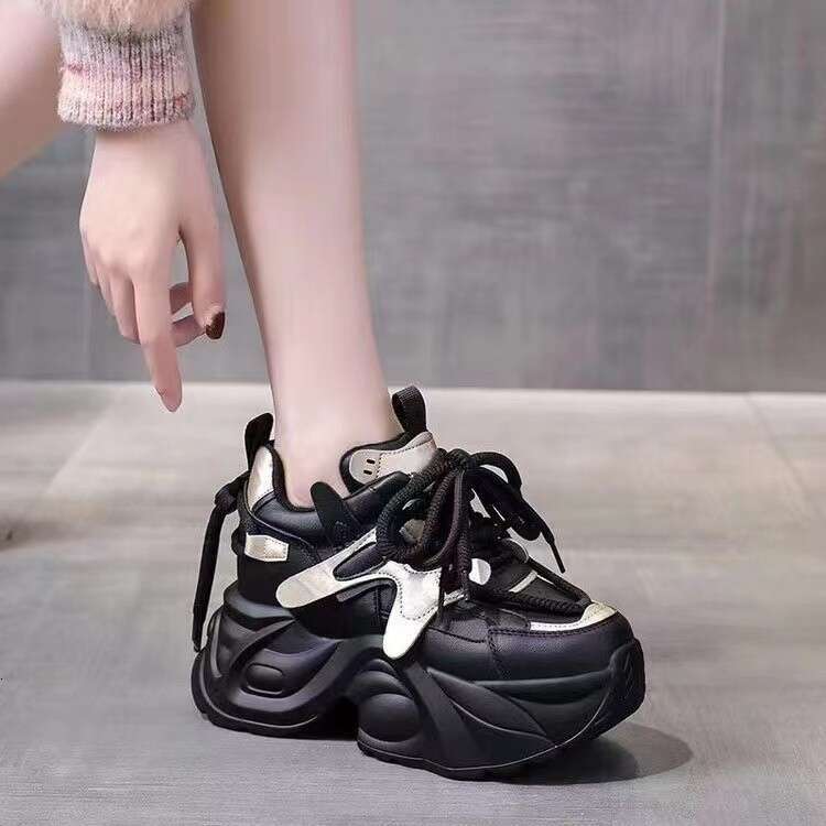 Trendy Dad Women, Thick Sole, Hidden Wedge, Lightweight Sneakers, Casual Versatile Shoes for Petite Sizes