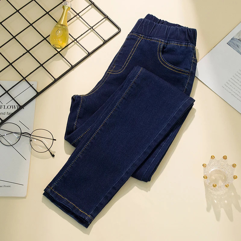 Black 6XL Womens elastic waist Jeans Spring Autumn Slim Stretch Pencil Jeans Allmatch Casual Female Boyfriend Denim Trouser 251023