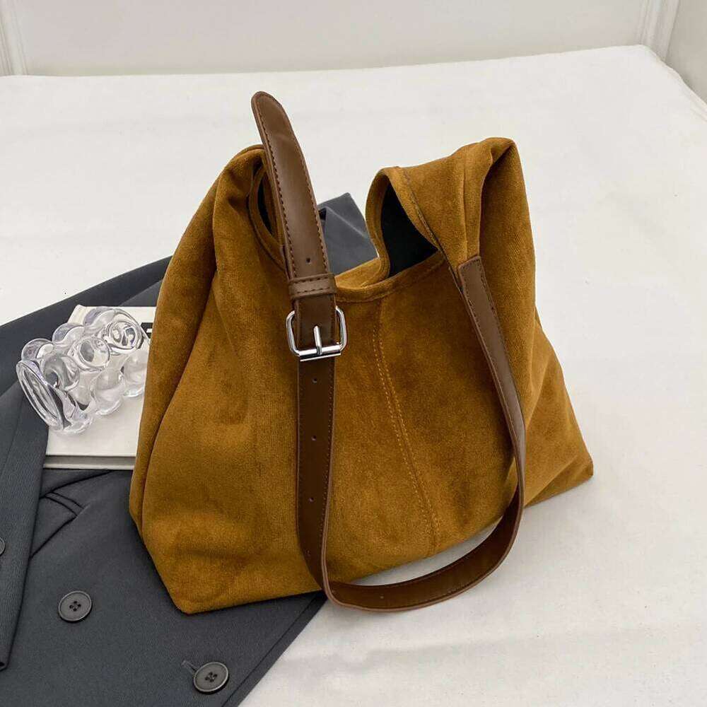 Women Suede Shoulder Stylish Crossbody Solid Color Top Handle Adjustable Strap Casual Tote Purse Daily Commuting Bag