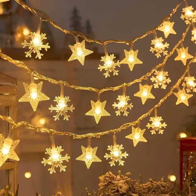 3M Christmas Lights Snowflake Strings Lights Fairy Lights Star Ball LED Lamp for Home Christmas Tree Garden Decorations Supplies C251024
