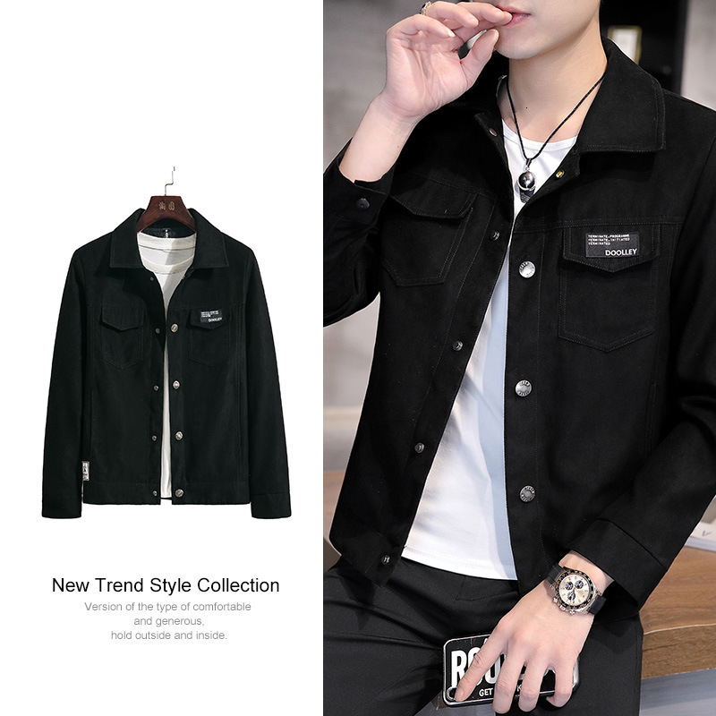 Stylish Men's Jacket Spring Autumn New Designer Hoodie Jacket Tracksuit Men Polo Veste Coat Workwear Jacket Denim Top Trendy Casual Turn-down Col