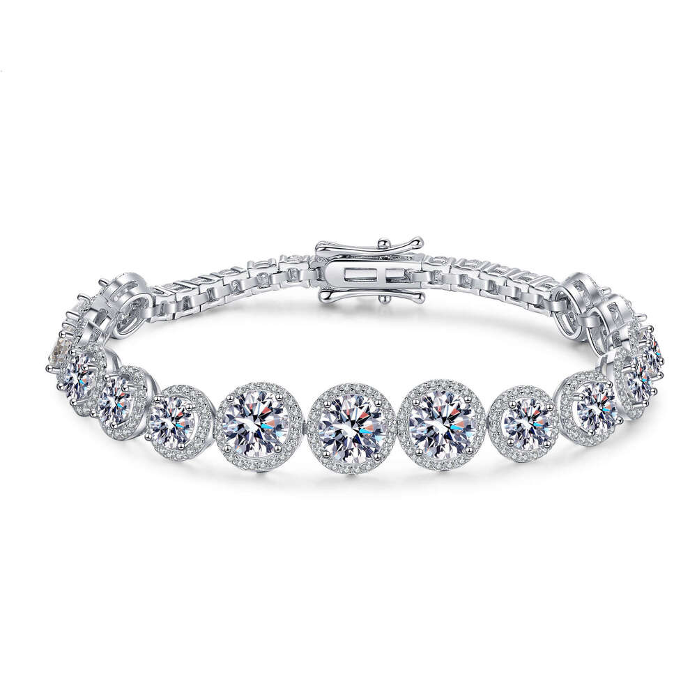 DHCollections-- Sterling Sier for Women, Moissanite Bracelet with PT950 Gold Plating
