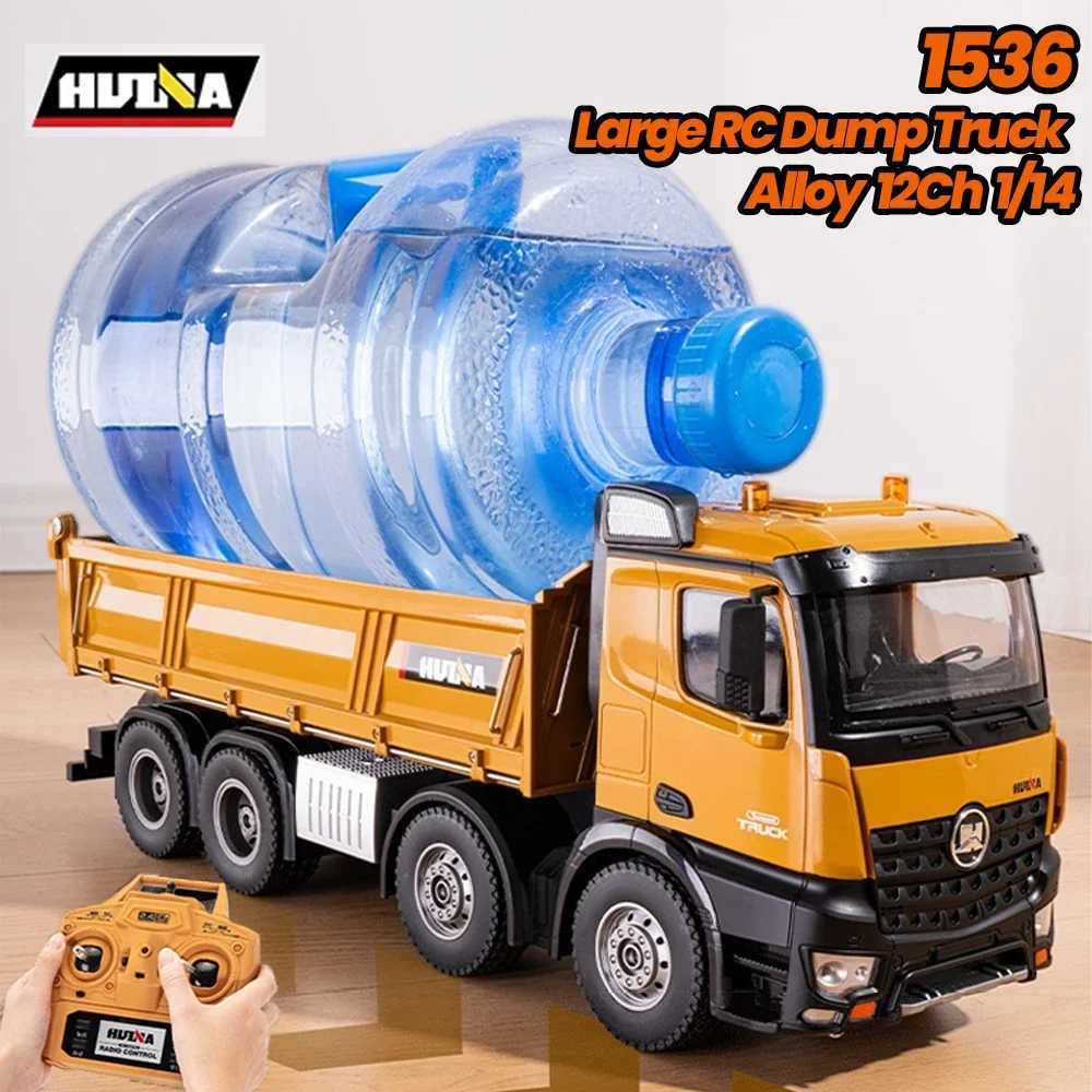 Huina Large 50Cm Rc Dump Truck 1536 12Ch 114 Alloy Remote Control Engineering 8Wheel HeavyDuty Dump Truck Cargo Model Boy Gift W251114