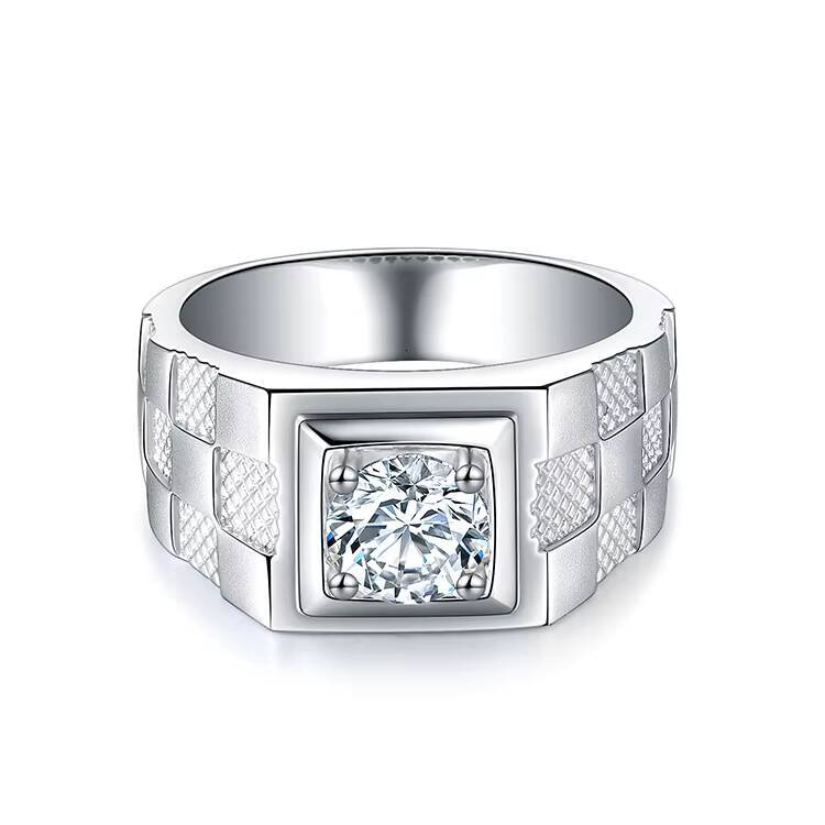 1CT 65MM D VVS Moissanite Engagement Rings S925 Pure Silver Moissanite Mens Ring Fashion Moissanite Ring