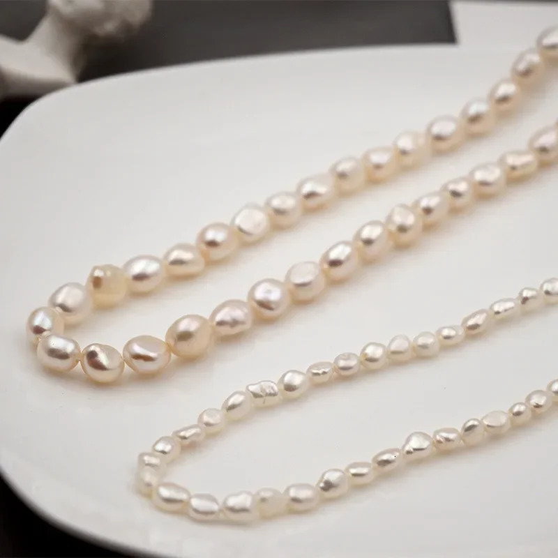 58mm Small Baroque Pearl Beaded Strand Necklaces for Women Elegant Natural Freshwater Pearl Choker Necklaces Collar Jewelry 251016