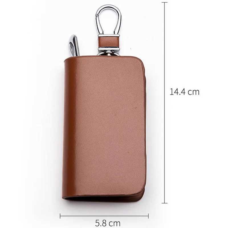 Genuine Leather Key Holder MenWomen Car Key Organizer with Card Slot Split Leather Keychain Wallet Housekeeper Pouch Z251023
