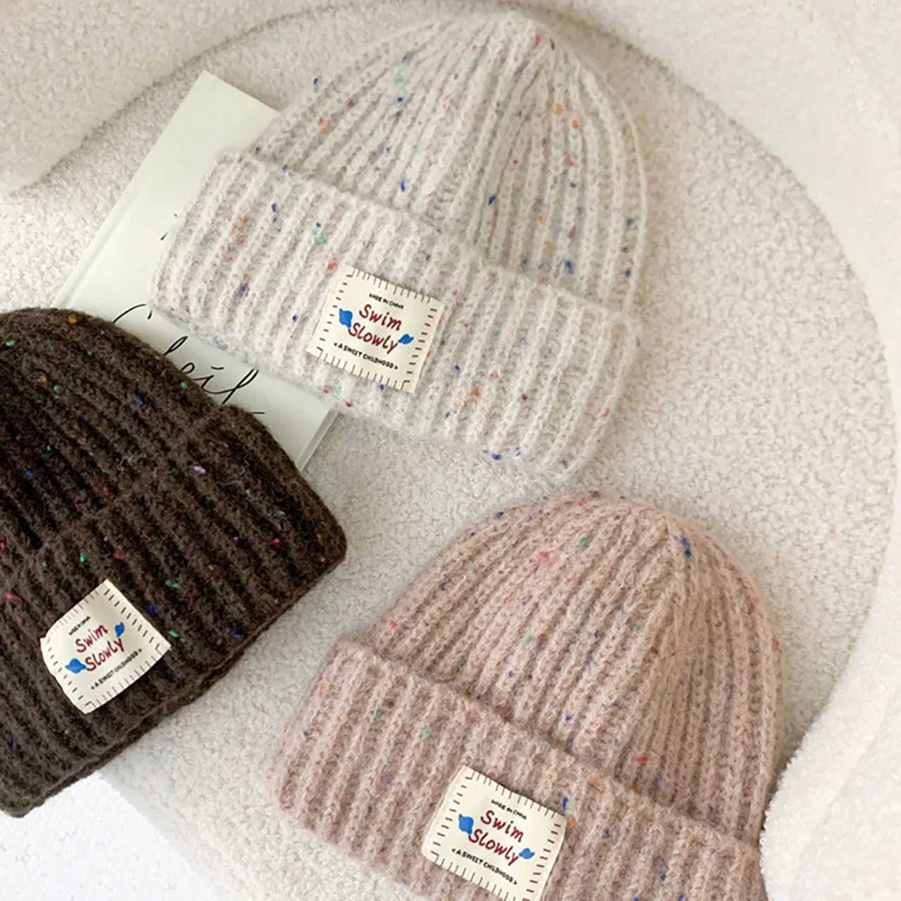 Colorful Woolen Knitted Hat for Children Pullover Cap Fashion Boys Girls Winter Crochet Bonnet Thicken Warm Baby Beanie 210YearL251024