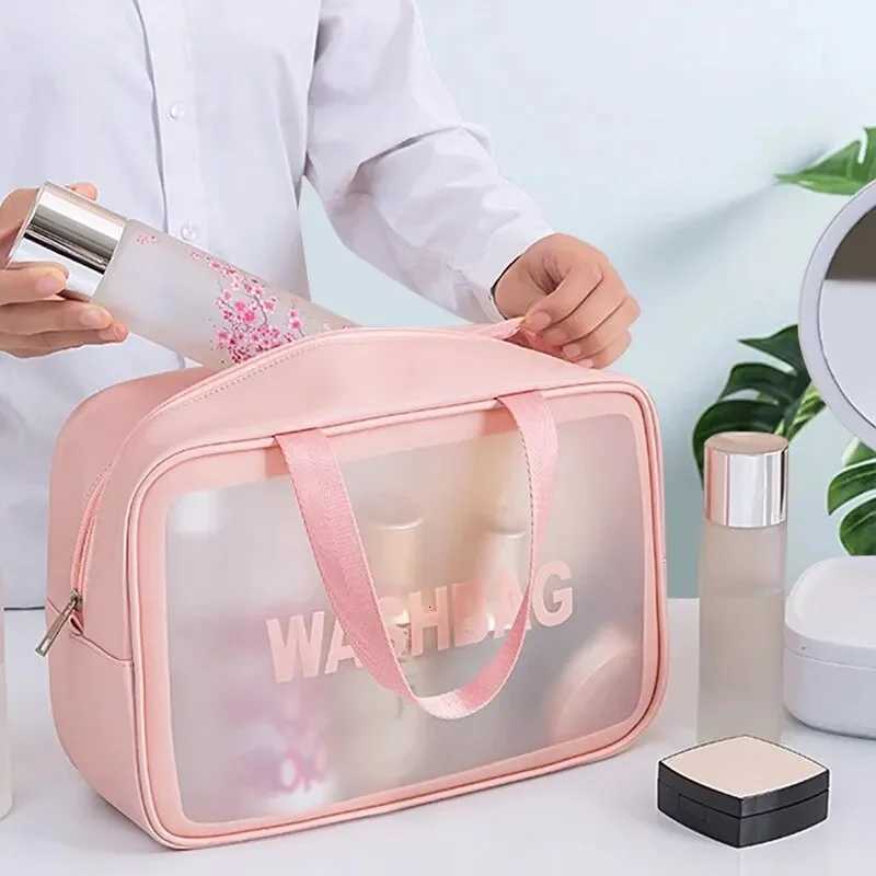 Pu Transparent Three Piece Makeup And Toiletries Bag Large Capacity Pvc Semi Transparent Frosted Portable Storage BagT251024