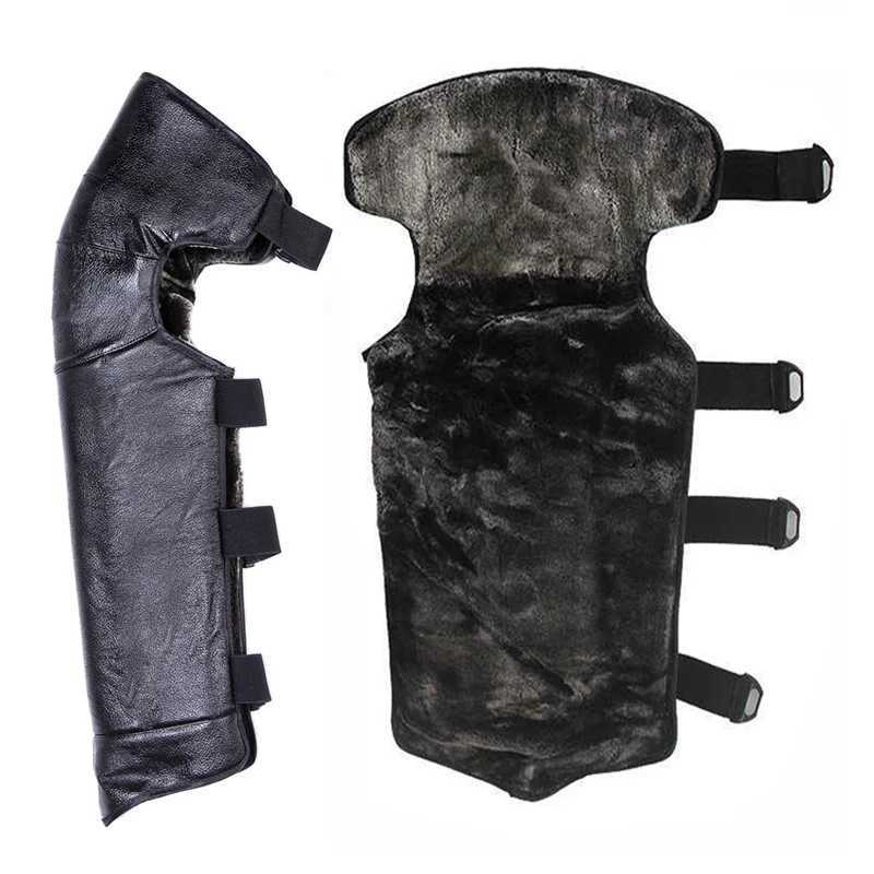 Motorcycle long full Calf COW Leather kneepads Winter waterproof Knee pads Skiing skating protector windproof warm knee padsW251024