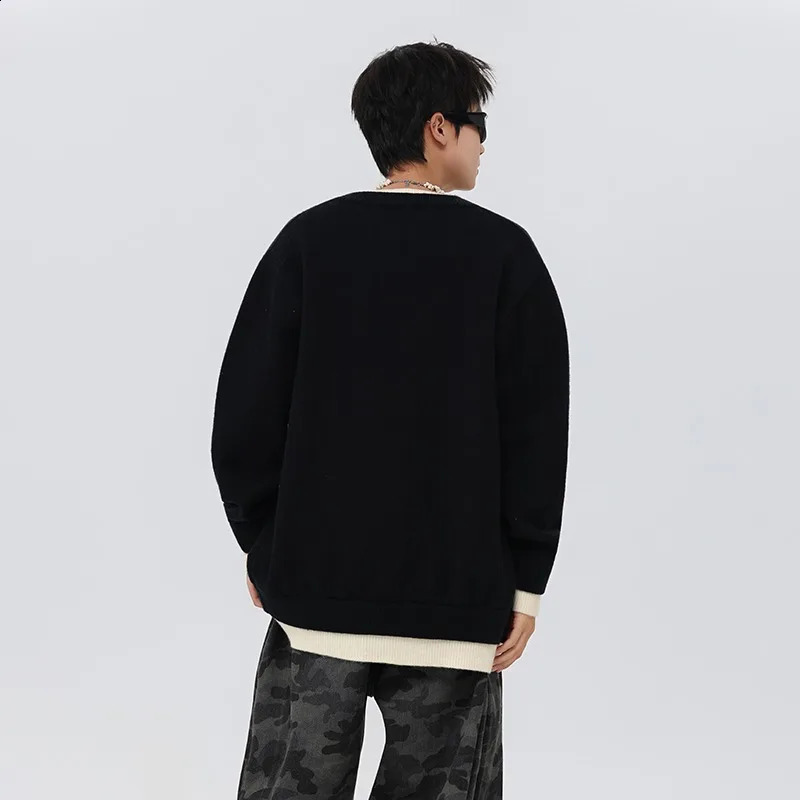 Color blocking splicing twopiece cardigan sweater jacket mens winter hooligan cool base knit top 251015