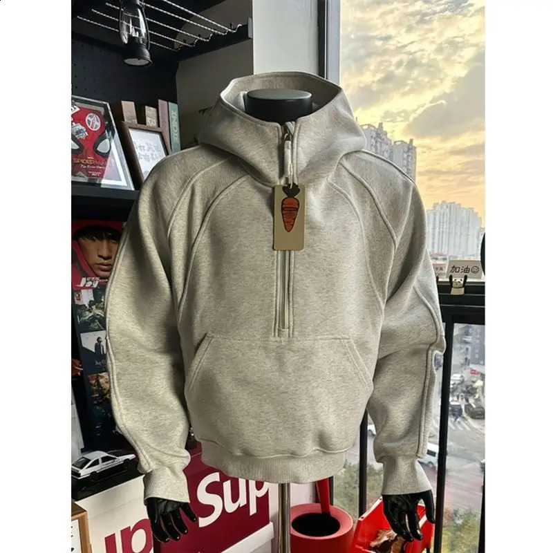 American Halfzipper Standup Collar Sweatshirt for Mens Fashion Handsome Threedimensional Hoodie 251018