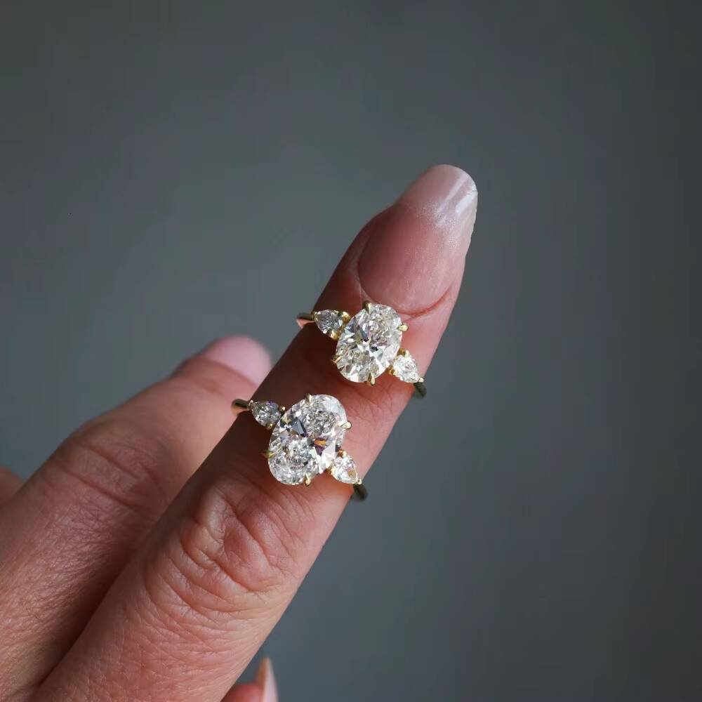Fine Jewelry 925 Silver 18k Gold Plated Oval Diamond VVS VS IGI Certified Lab Grown Diamond Ring for Women Engagement Rings