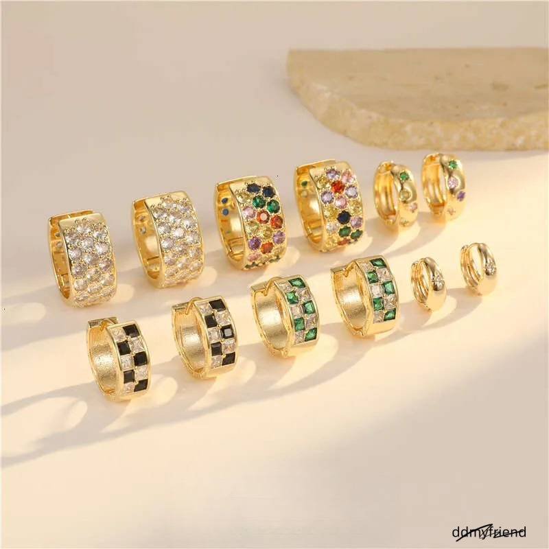 Vintage Style Round Earrings For Women - Inlaid Zircon, Geometric Design, Colorful Accent Ddmyfriend