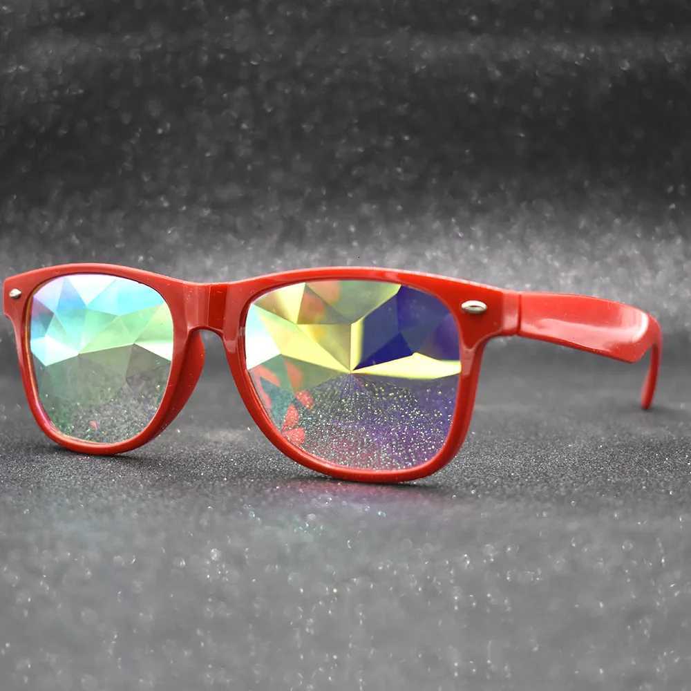 Trendy Square Party Sunglasses Women Men Fashion EDM Light Diffraction Futuristic Rave Festival Sun Glasses Psychedelic PrismT251024