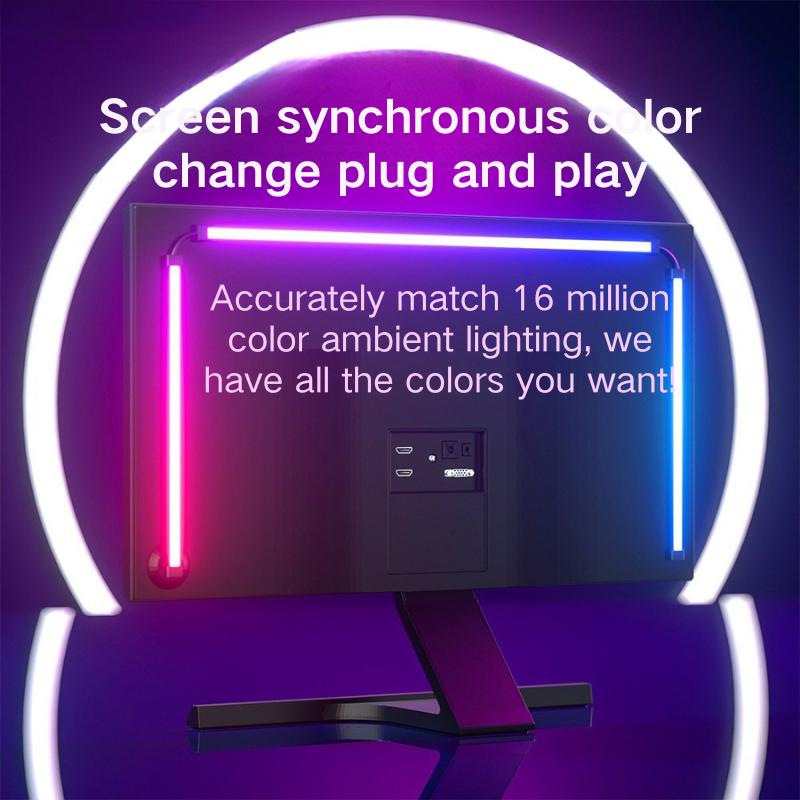 RGBIC Multi-Monitor Synchronized Lighting - Adjustable Length Silicone + PC LED Strips with IR Controller157---DX23014-1