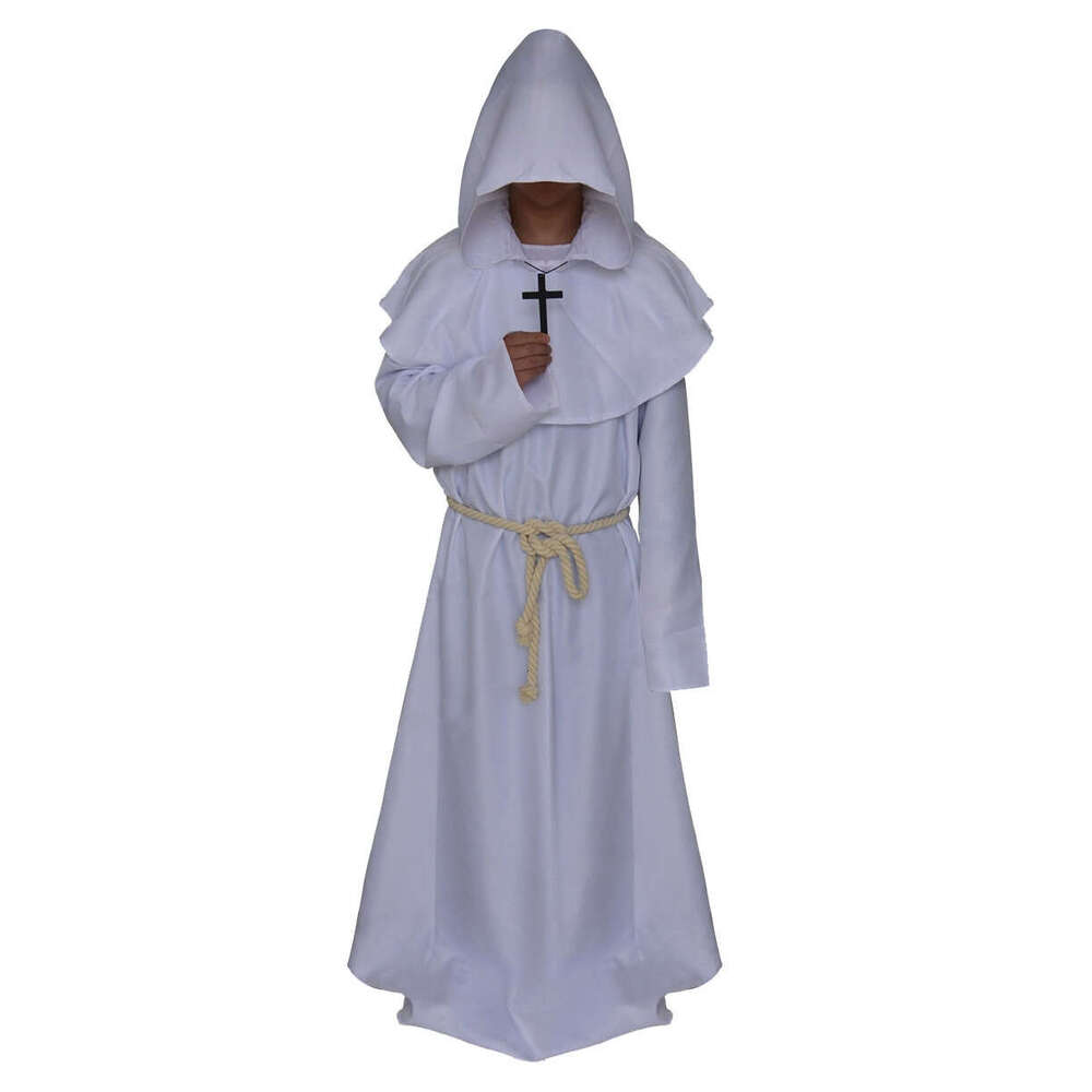 Medieval Monk Wizard Priest New Halloween Grim Reaper Robe Cosplay Role Play Costume