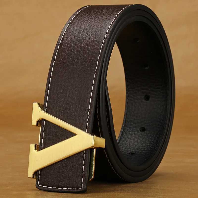 2024 New Temperament Business Mens Belt Letter Metal Button Head Versatile Decorative Jeans Dress Business Mens Belt W251024