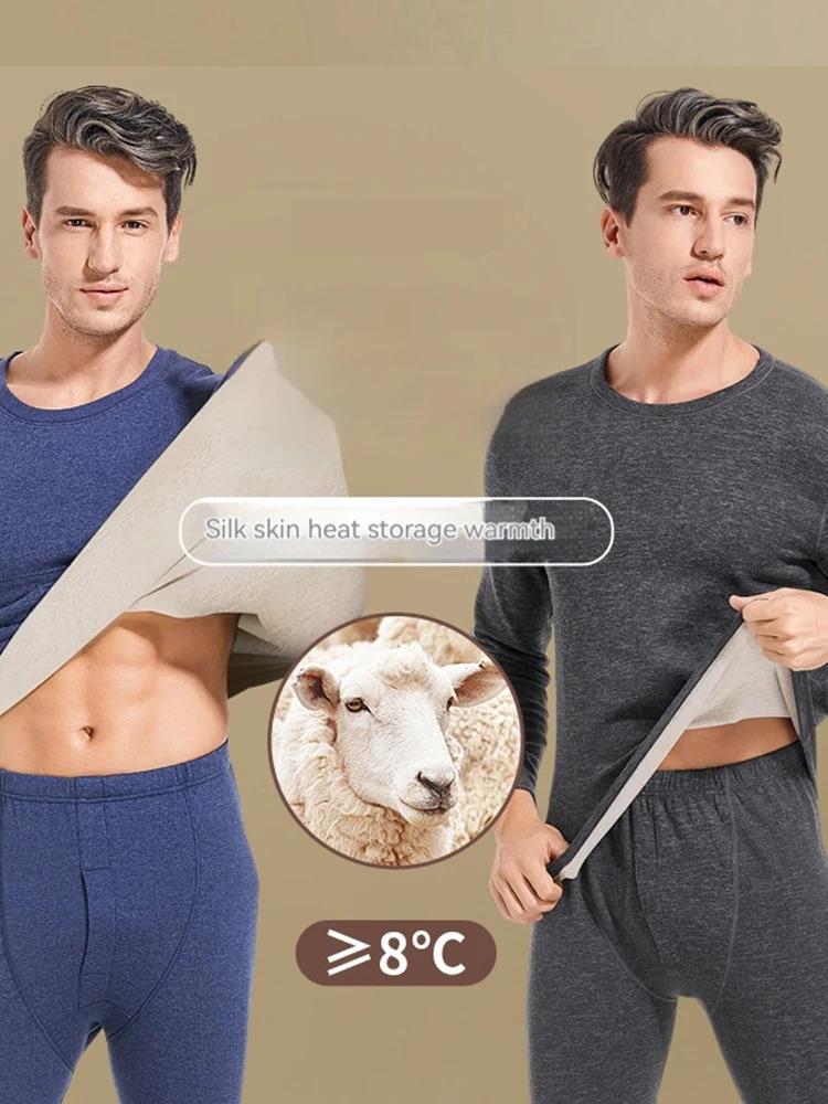 Autumn Winter Mens Cashmere Silk Soft Comfortable Warm Underwear with Thickened Plush Set for Men Women Thermal Clothing 251018