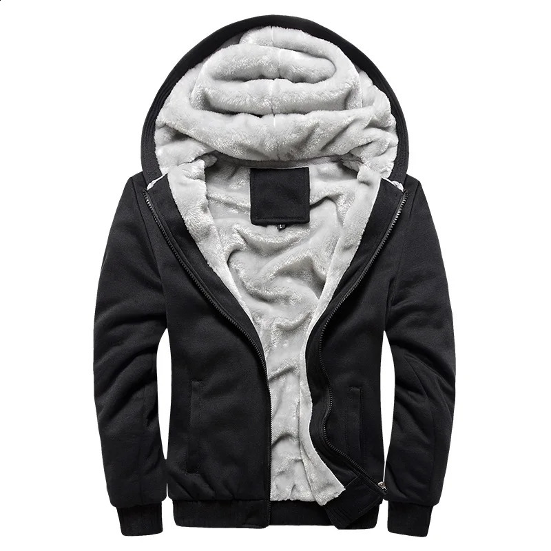Mens Hoodies Jacket Winter Thick Warm Fleece Zipper Coat Casual Tracksuit Sportwear Male Sweatshirts M 5XL 251018