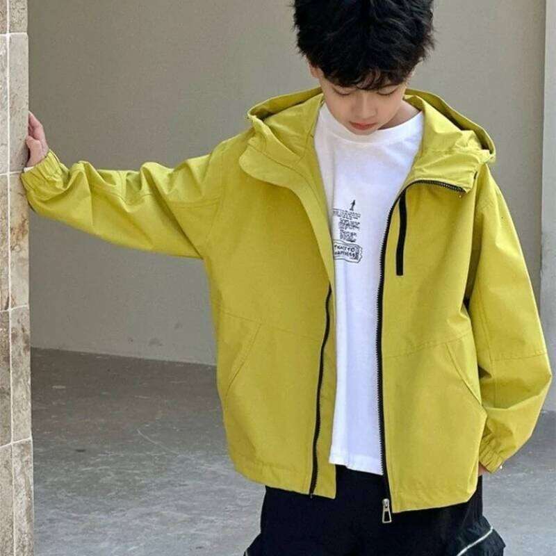 Boys' With Hood Spring Outdoor Sporty Jacket For Big Kids Fashionable New Style Kids' Windbreaker Coat