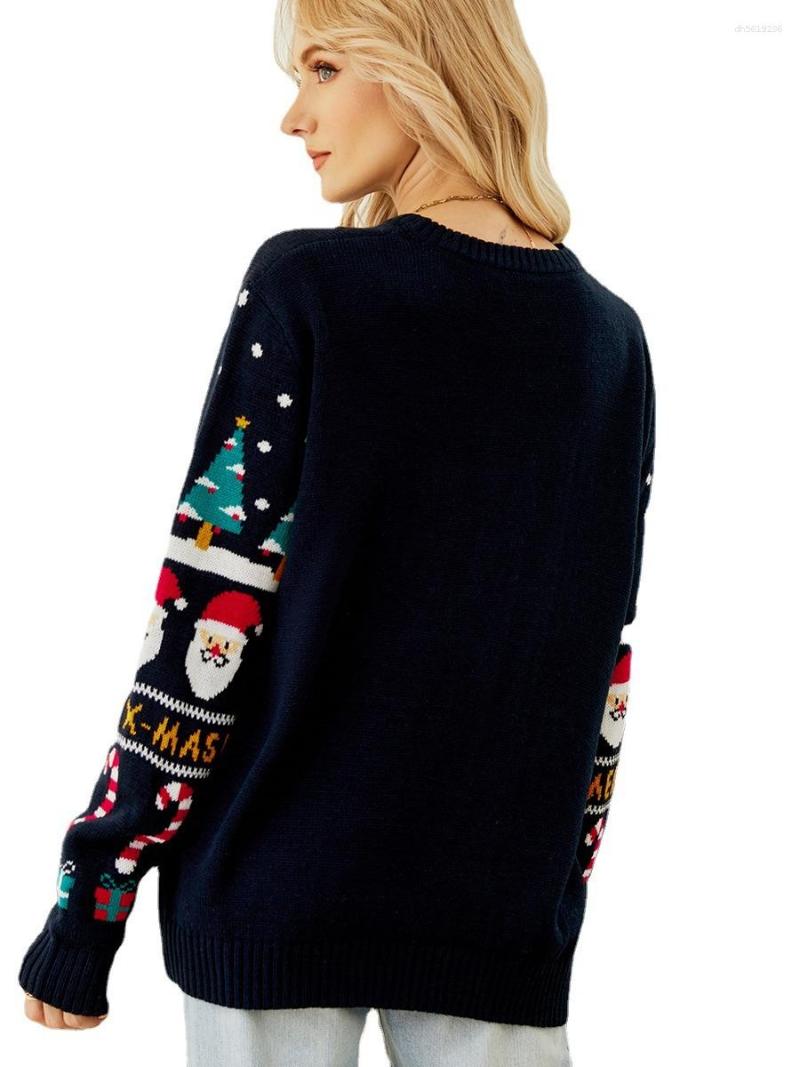 Designer Women's Sweaters Christmas Print Women Christmas Sweaters Winter Casual Loose Full Sleeve Knitwear Oversize Jumper Warm Soft Xmas Look C