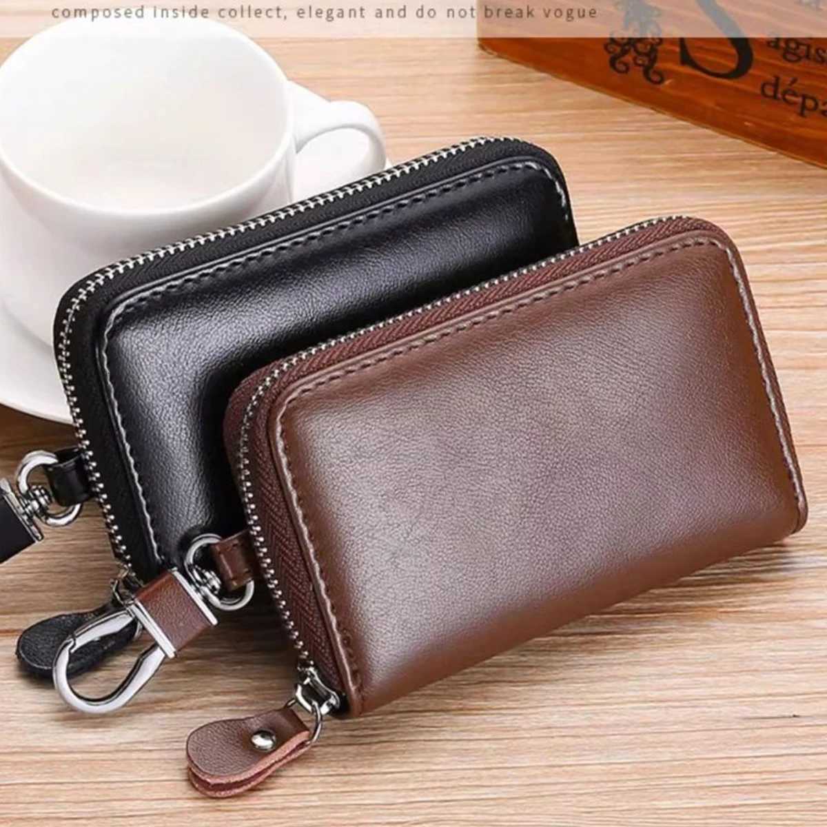 Portable PU Key Bag For Mens Waist Trailer Remote Control Key Protection Cover All Inclusive With Zipper Key Storage Organizer Z251023
